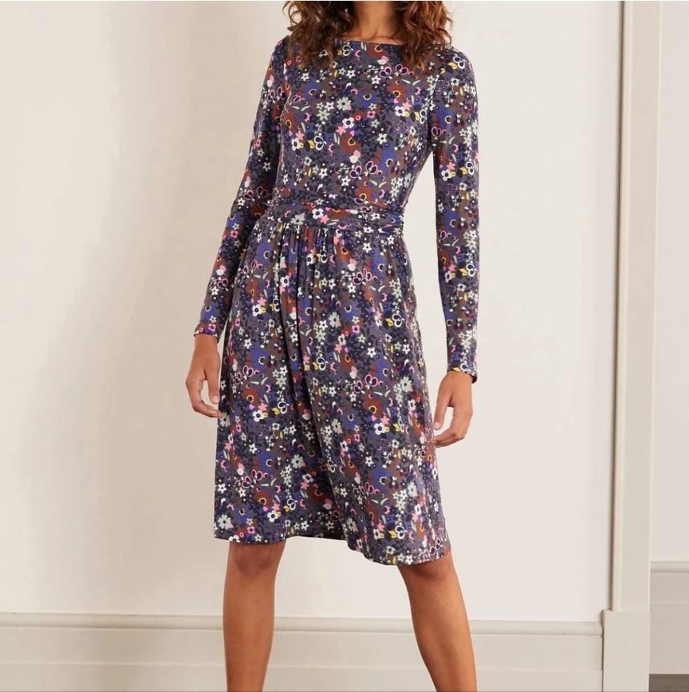 Boden Multicolor Floral Long Sleeve Dress